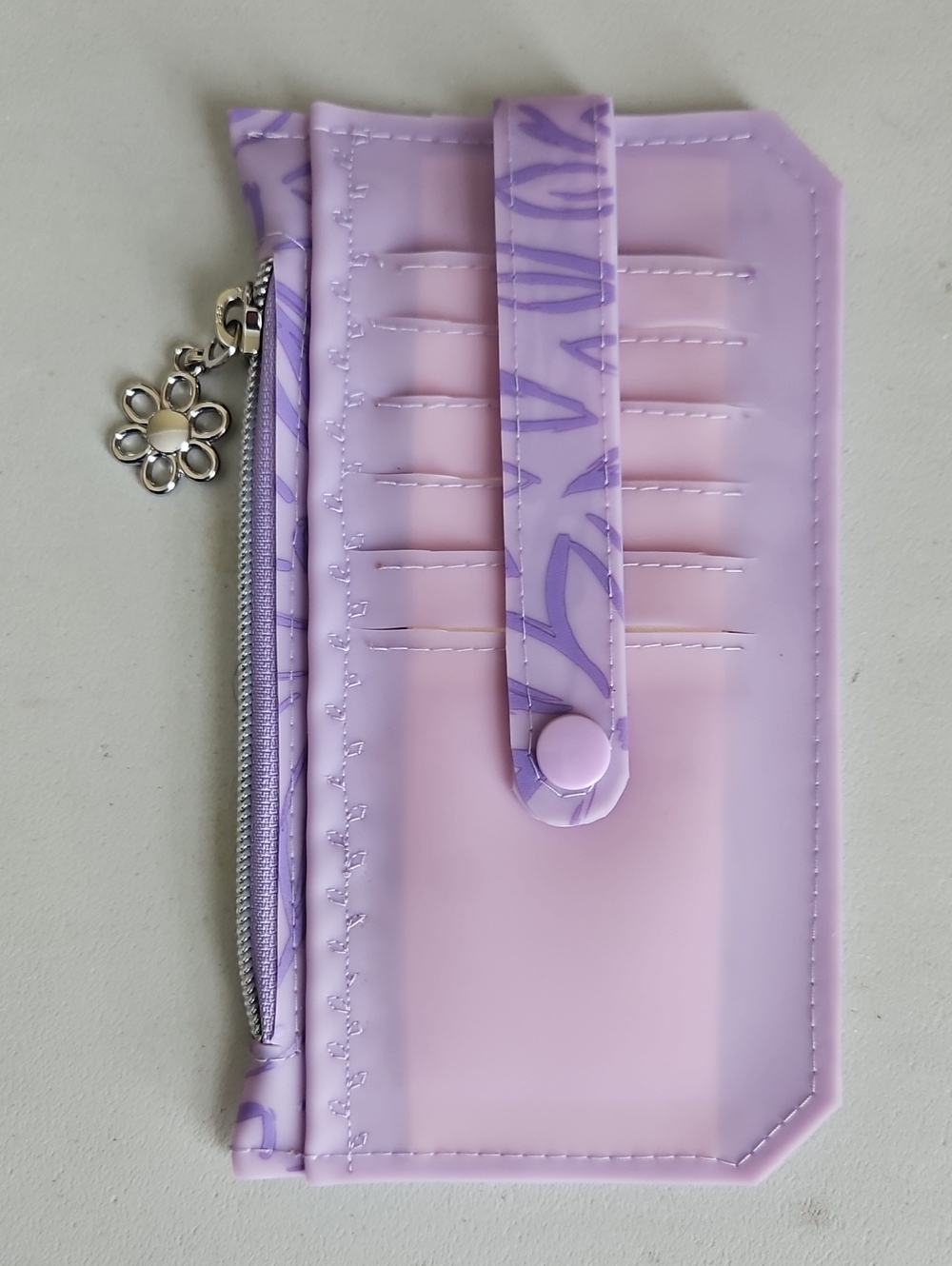 Lilac Floral Jelly Vinyl Purse Pal Wallet